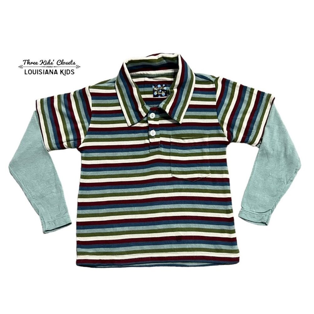 Kickee Pants 18-24m Bamboo Striped Layered Sleeve Polo Shirt